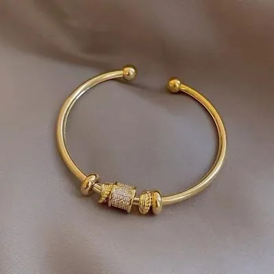 Gorgeous 18K Gold Plated Cubic Zirconia Bracelet Bangle Women Jewelry Adjustable • £4.79