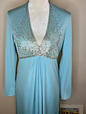 Vintage Victoria Royal Retro Maxi Dress Stardust Beading Crystals Embroidery 14 • $199