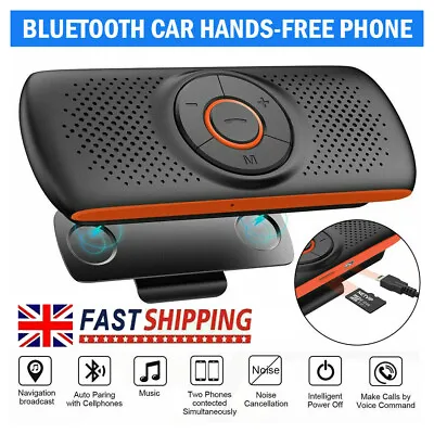 Wireless Bluetooth Car Speaker Phone Hands-free MP3 Kit Sun Visor Clip Drive NEW • £14.59