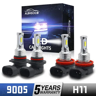 Combo 9005+H11 LED Headlight High Low Beam Bulbs 6500K Xenon White Super Bright • $24.99