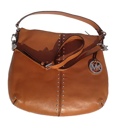 New Michael Kors Astor Luggage Leather+silver Chain Crossbodyshoulderhand Bag • $378.99