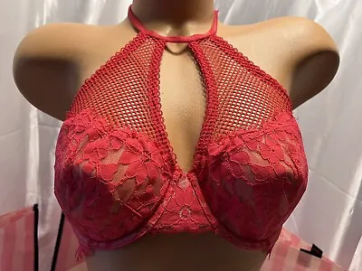 Victorias Secret Bra Dream Angels 34D  Red Lace High Neck • £32.12