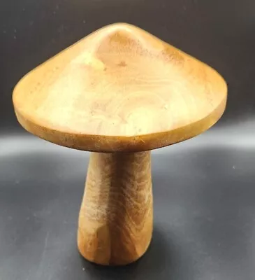 Large Carved Wood Sculpture Mushroom 🍄 Toadstool Art Decor 8.5  H X 6 W • $35