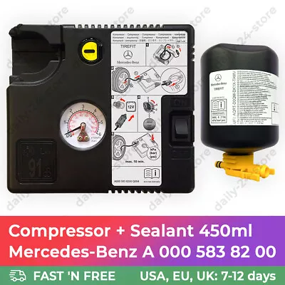Mercedes-Benz Air Tire Pump Compressor 0005838200 TIREFIT + Sealant 450 Ml NEW • $163.73