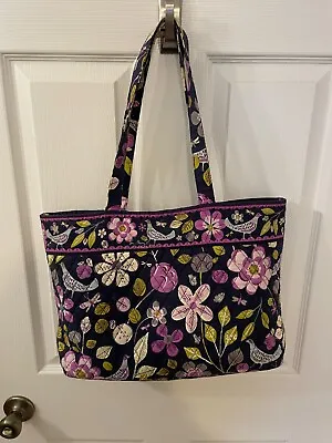 Vera Bradley Tote/handbag Floral Nightingale Navy/purple Birds • $25
