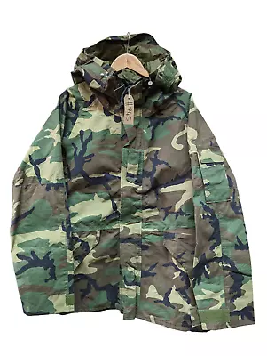 Genuine US Army Woodland Camo GoreTex ECWCS Parka Jacket Size Large/Long #745 • £89.95