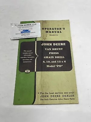 Operators Manual For John Deere Van Brunt Press Grain Drill 8 10 12x6 Model  PD  • $18