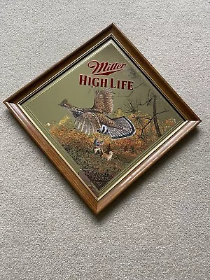 Miller High Life Beer Diamond Wildlife Series Mirror Sign-Grouse-“First Flush” • $95