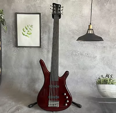 Factory Unbranded Red Electric Bass Guitar Fretless Maple Neck No Inlay 6 String • $288