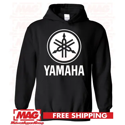 YAMAHA BLACK HOODIE Racing Motocross Hooded Sweatshirt Motox ATV Logo OEM R1 R6 • $34.99