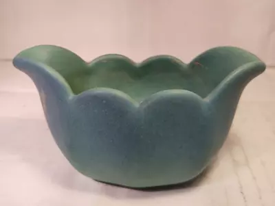 Mid Century Van Briggle Pottery Blue Scalloped Tulip/Lotus Bowl Matte Glaze  • $29.99