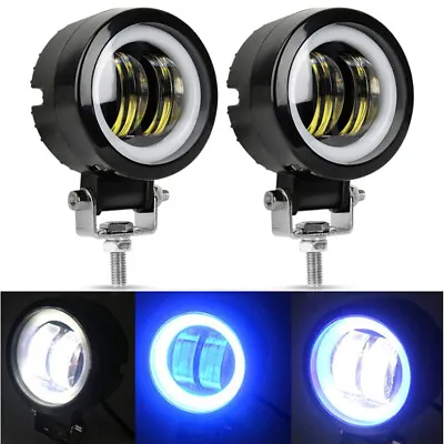 2pcs LED Halo Spot Light Motorcycle Bike Headlight Fog Light Blue Driving Lamp • $21.99