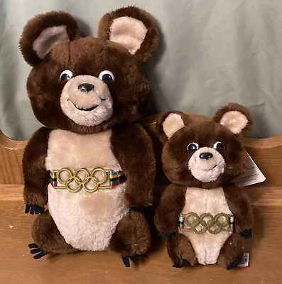 2 Dakin 1980 Moscow Olympic Games Misha Bear Mascot Plush Stuffed W/ Tag  Set • $100