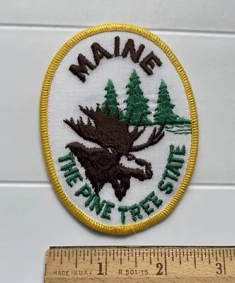 Vintage Maine The Pine Tree State Moose Head Embroidered Souvenir Patch Badge • $12.99