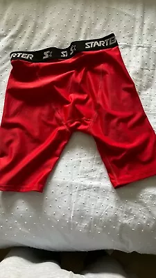 Red Starter Workout Sport Shorts Size M/L Unlined Cool  Scally Gay Int • £9.50