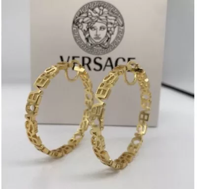  Versace Medusa Gold Tone Hoops • $115