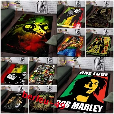 Bob Marley Reggae Living Room Bedroom Carpets Anti-Slip 3D Rugs Floor Mats Gift • $26.99