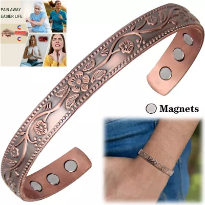 Ladies Copper Magnetic Bracelet Carpal Tunnel Bangle Arthritis Pain Relief Rose • £7.49