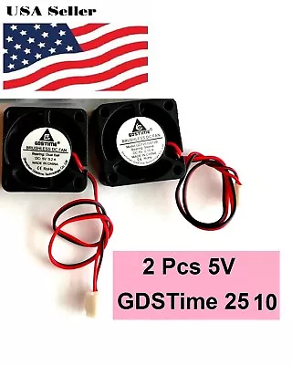 2Pcs GDStime 5V 2Pin 2510 25x25x10mm  5Blade Mini Small DC Brushless Cooling Fan • $8.50