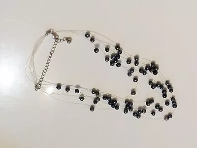 Silver Tone Purple Freshwater Pearl Invisible Wire Necklace Multistrand • £5.99