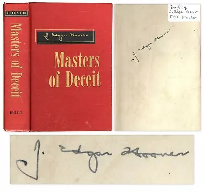 J Edgar Hoover Signed 1st Printing Of Masters Of Deceit • $396