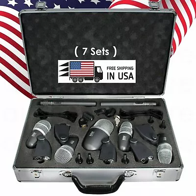 EMB KIT7 Drum Set 7 Piece Professional Wired Microphone Mic Kit W/ Mounting Kit • $179.99