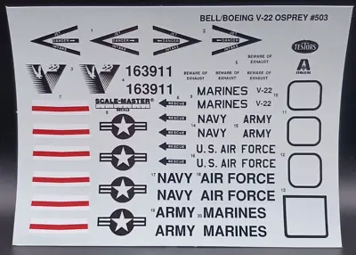 Testors | No. 503 | 1:48 Bell/Boeing V-22 Osprey Decals • $12