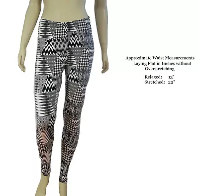 Slimming Black White Leggings Aztec Print  One Size XL/2XL • $12.98