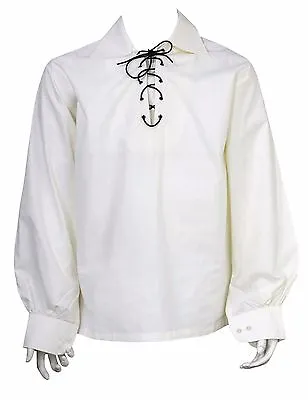 $19.99 • Buy Cream Men's Scottish Jacobite Ghillie Kilt Shirt Highlad Kilt Shirt - XS TO 5XL