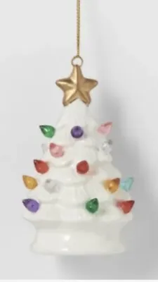 NEW Wondershop 2023 Lit Ceramic Retro Christmas Tree Lighted Ornament White • $11.99