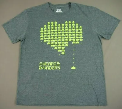 Space Invaders  Shirt Mens Extra Large Gray Graphic Print Crew Neck • $3.99