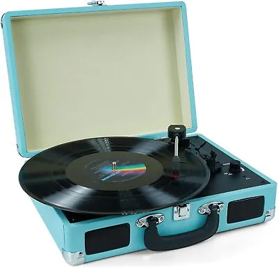 Vinyl Record Player 3 Speeds Suitcase Portable Record Player RCA Output Aux  • $49.99