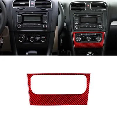 Red Carbon Fiber AC Climate Control Console Interior Trim For VW Golf VI 2009-12 • $15.99