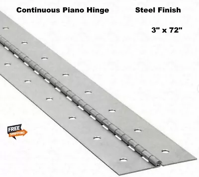 Continuous Piano Hinge Steel Finish 3  X 72   Full Surface Nonremovable Pin • $54.97