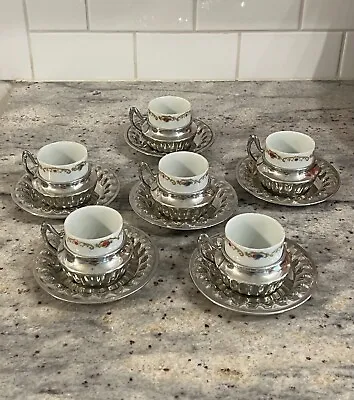 Vintage Set Of 6 Cappuccino Cups And Saucers Lavorazione A Mano-Rama Italian • $171.60