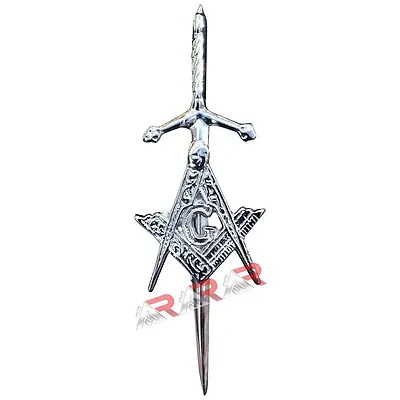 AAR Scottish Masonic Kilt Pin 4  Silver Chrome Finish Kilt Socks Sporrans New  • $9.75