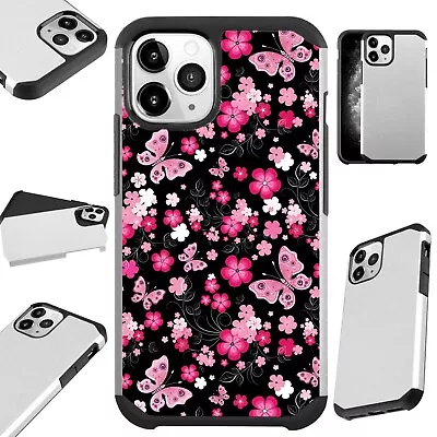 Fusion Case For IPhone 12/Mini/Pro Max Phone Cover PINK / BLACK BUTTERFLY • $13.50