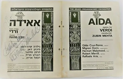 Israel Philharmonic Orchestra Program Aida Verdi Z. Mehta Signed Famous Singers • $8.99