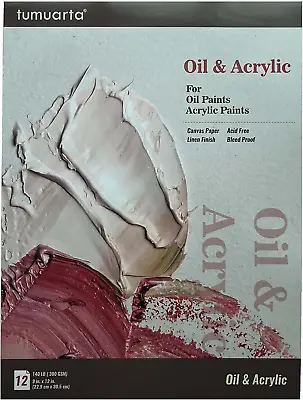 Oil Painting Paper Pad 22.9X30.5 CM 300 GSM Canvas Paper 12 Sheets Acid Free • £15.82