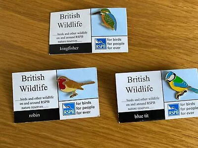 Three RSPB Pin Badges  Vintage Carded • £4.20