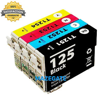 4pk 125 T125 Ink Cartridges For Epson NX125 NX127 NX130 NX230 NX420 NX530 NX625 • $11.98