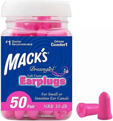 Mack's Ultra Soft Foam Earplugs 50 Pair 30dB Highest Macks Ear Plugs Dream Girl • $14.46