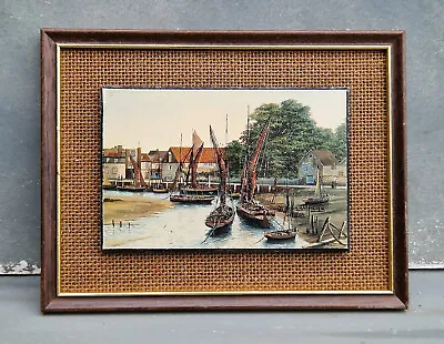 Vintage Print On Wooden Block Picture Frame Blakeney Harbour By Kevin Platt Man • £20