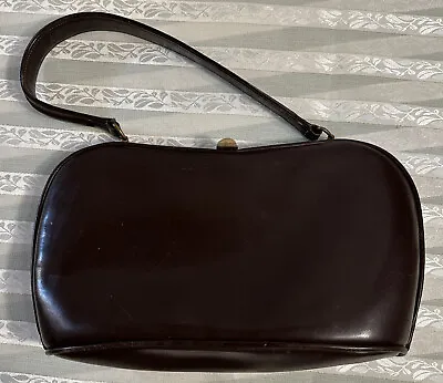 Vintage Saks Fifth Avenue Brown Leather Handbag Clutch Purse Made In France • $22.50