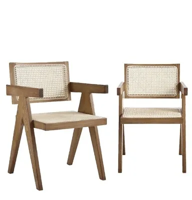 Daals 2 X Jeanne Light Walnut Cane Rattan Solid Beech Wood Dining Chair RRP £339 • £269