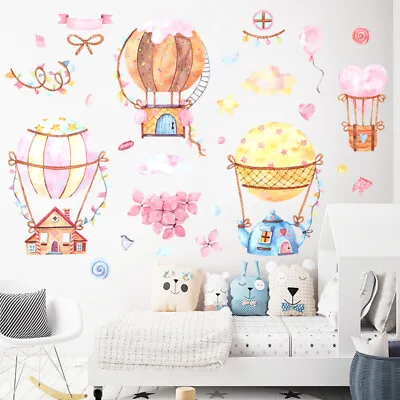 $19.99 • Buy Removable Wall Stickers Nursery Girls Pink Hot Air Balloons Love Heart Decor DIY