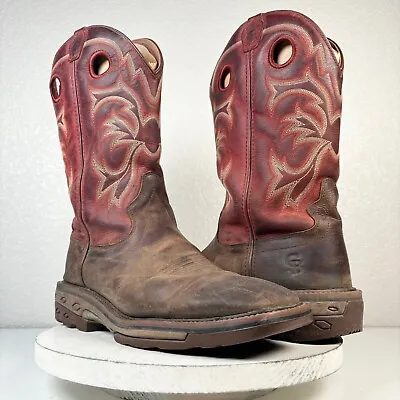 Lane Capitan Cowboy Work Boots ATHENS Mens 12 D Red Leather Western Square Toe • $75