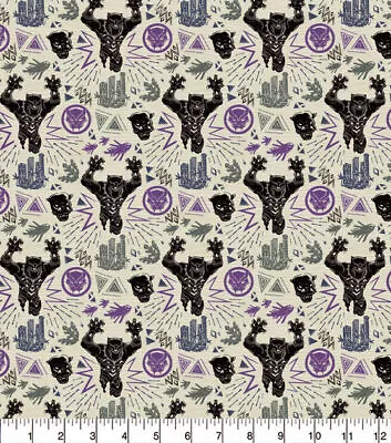 Marvel Avengers Black Panther Attack 100% Cotton Fabric Fat Quarter Metre • £5