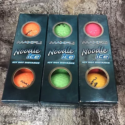 NEW IN BOX MAXFLI NOODLE ICE HOT DISTANCE GOLF BALLS 3 Boxes Of 3 (9 Total) • $19.90