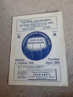 Oldham V Carlisle United - 1958/59- Programme • £2.49